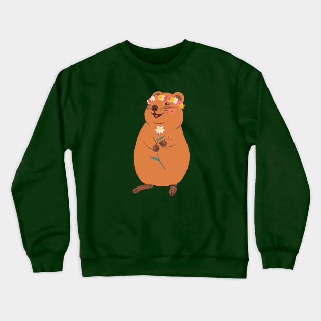 Quigley the Quokka Crewneck Sweatshirt by braveleopard